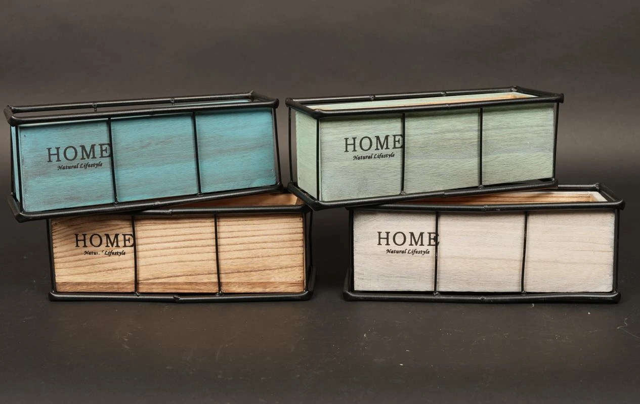 Wooden Box With Metal Cover 31*11.5*11.5Cm